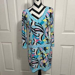 MACBETH COLLECTION Patterned V Neck Dress